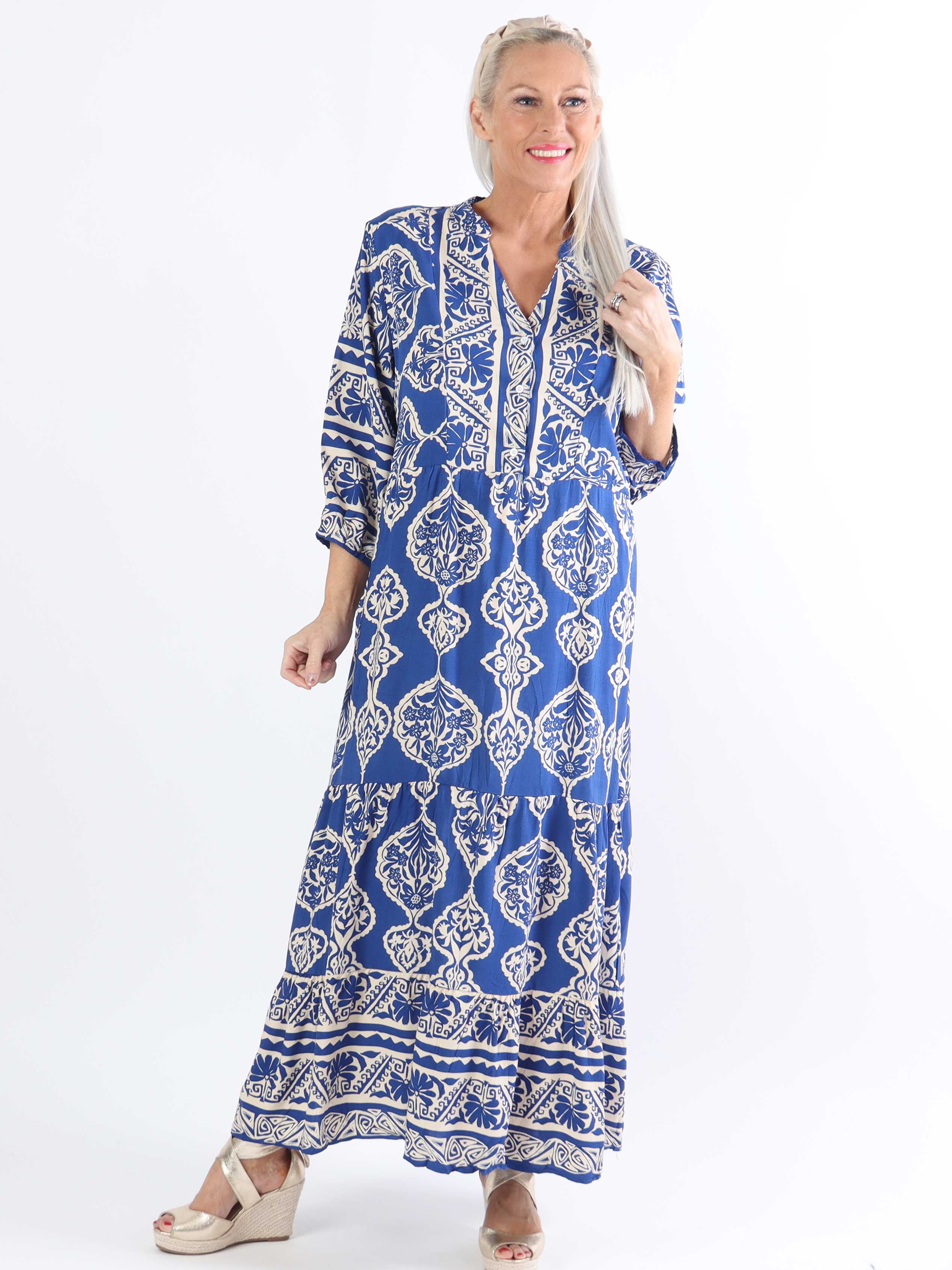 Melly - Lang mønstret plus size tunikakjole